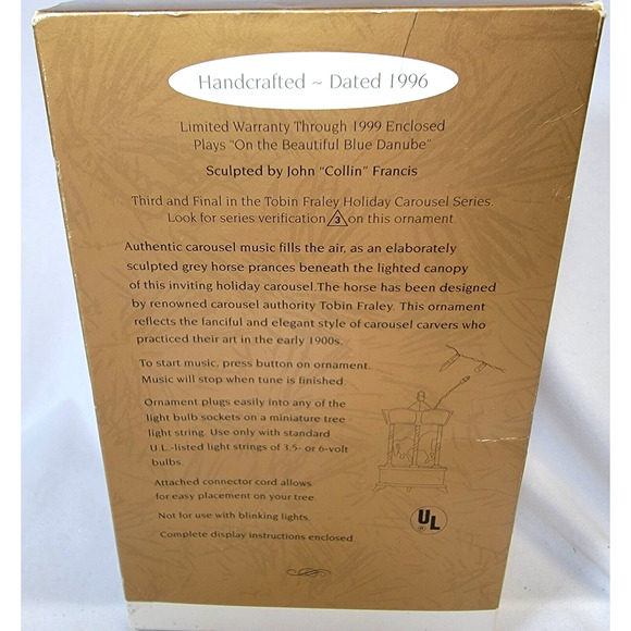 Christmas Tobin Fraley Holiday Carousel Hallmark Ornament #3 Light & Music 1996 - Picture 11 of 11